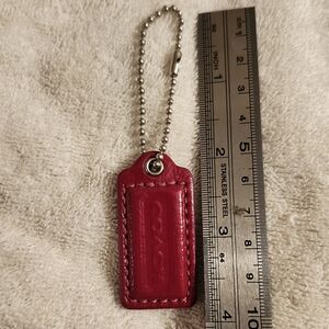 EUC Authentic Coach Red and Silver Small Leather Bag Fob